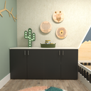 Ver imagem 3 de Kit com Cama Casal Infantil e Armário Baixo Montessoriano Branco/Preto