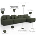 Ver imagem 4 de Sofá 5 Lugares com Chaise Direito Sala Living 388cm Arlo F04 Linho Verde - Lyam Decor