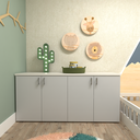 Ver imagem 3 de Kit Cori com Cama Casal e Armário Baixo Montessoriano Branco/Cinza Cristal