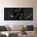Ver imagem 2 de Kit 3 Quadros Folhas Pretas 24x18cm - com vidro:Madeira preta