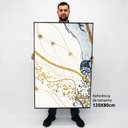 Ver imagem 2 de Quadro Decorativo em Canvas Abstrato Mármore Delicado TaColado Moldura Flutuante 4,5cm Freijó 120 x