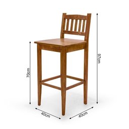 Aparador de Apoio 2,00m para Bar Rústico Decorativo com 4 Banquetas Bh em Madeira Maciça - Natural - 5
