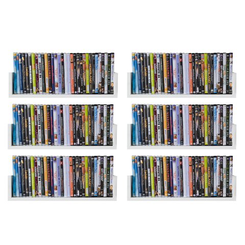 6 Prateleira para DVDs 192 CDs 222 coleções MDF Branco 50x15