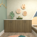 Ver imagem 3 de Kit Cori com Cama Casal e Armário Baixo Montessoriano Branco/Carvalho Mel