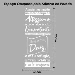 Oração Salmo 91 Adesivo Decorativo Papel Parede Quarto Sala - Cor Branca - 2