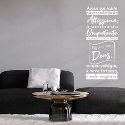 Oração Salmo 91 Adesivo Decorativo Papel Parede Quarto Sala - Cor Branca - 3