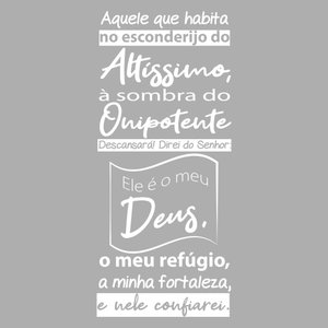 Oração Salmo 91 Adesivo Decorativo Papel Parede Quarto Sala - Cor Branca