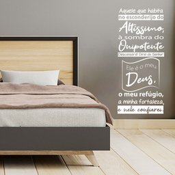Oração Salmo 91 Adesivo Decorativo Papel Parede Quarto Sala - Cor Branca - 4