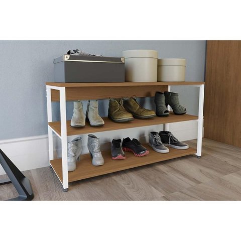 Armário Sapateira Casal Industrial Li020 C/ 2 Prateleiras Canela/branco - Kappesberg