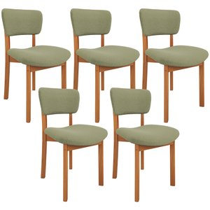 Kit 05 Cadeiras para Sala de Jantar Cozinha Living Estofada Dara L02 Bouclê Oliva - Lyam Decor