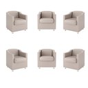 Ver imagem 1 de Kit 6 Poltronas para Recepção Clínica Médica - Balaqui Decor Cor:Courino Bege