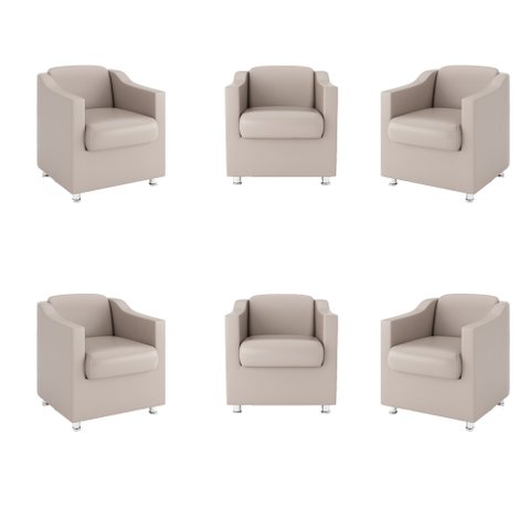 Kit 6 Poltronas para Recepção Clínica Médica - Balaqui Decor Cor:Courino Bege