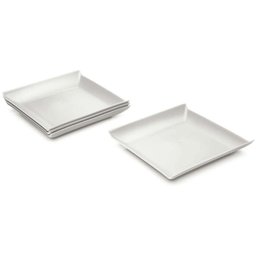 Kit 6 Pratos Quadrados Branco Grande Plástico 21cm Lanchonete Padaria Cozy Coza - 5