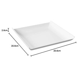 Kit 6 Pratos Quadrados Branco Grande Plástico 21cm Lanchonete Padaria Cozy Coza - 6