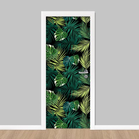 Adesivo de Porta - Folhagem Tropical 1 Dekalque 83x213
