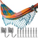 Ver imagem 1 de Kit Rede de Dormir Casal Colorida + Ganchos Costura Reforçada