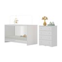 Ver imagem 2 de Berço 3 em 1 para Colchão 130x60cm com Cômoda 4 Gavetas Serena Multimóveis Mp4745 Branco