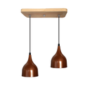 Ver imagem 1 de Pendente Vintage Suporte Madeira Pinus Cúpula Sino - Soquete E-27 – Abf Luminárias:cobre Terra