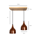 Ver imagem 3 de Pendente Vintage Suporte Madeira Pinus Cúpula Sino - Soquete E-27 – Abf Luminárias:cobre Terra