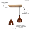 Ver imagem 4 de Pendente Vintage Suporte Madeira Pinus Cúpula Sino - Soquete E-27 – Abf Luminárias:cobre Terra