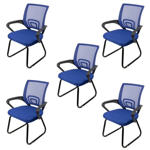 Kit 5 Cadeiras Escritório Interlocutor Fixa Tela Mesh Tok 3310