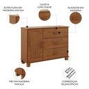 Ver imagem 3 de Cômoda Quarto 118cm 1 Porta 3 Gavetas Madeira Maciça Lone Castanho F07 - Mpozenato