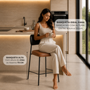 Ver imagem 5 de Banqueta Industrial Alta Aço Ilha Cozinha 98cm com Encosto Camila PU Preto Nozes