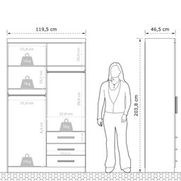 Guarda-roupa Solteiro 4 Portas 3 Gavetas Advantage - 4