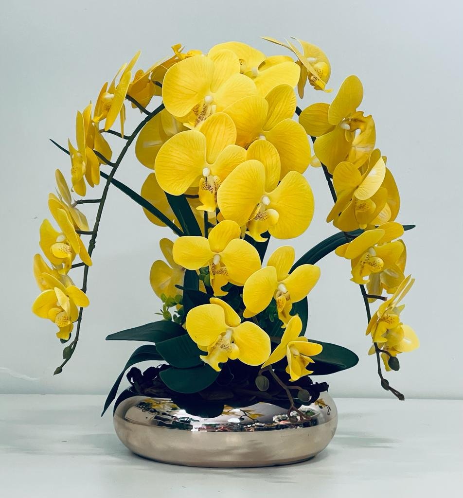 Arranjo Flores 4 Orquídeas Artificiais Com Vaso - 4