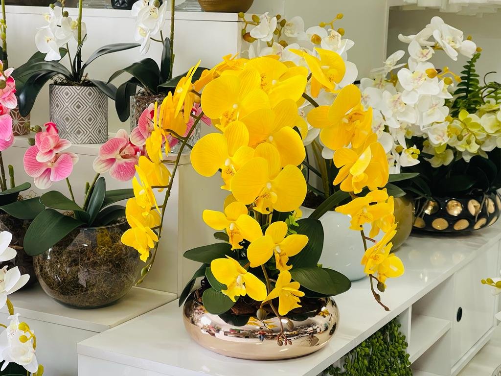 Arranjo Flores 4 Orquídeas Artificiais Com Vaso - 3