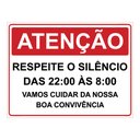 Ver imagem 1 de Placa Sinalização - Atenção Respeite Silêncio das 22 às 8h 20x15cm TaColado 10 Unidades