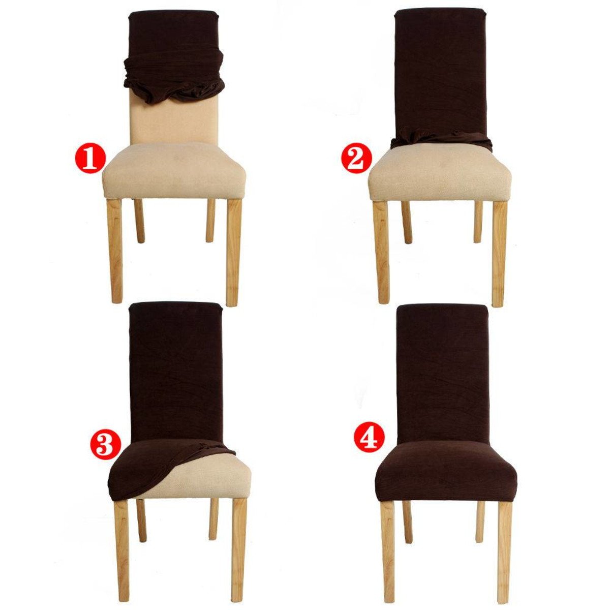 capa de cadeira jantar 6 peças bege com elastico malha gel - 2