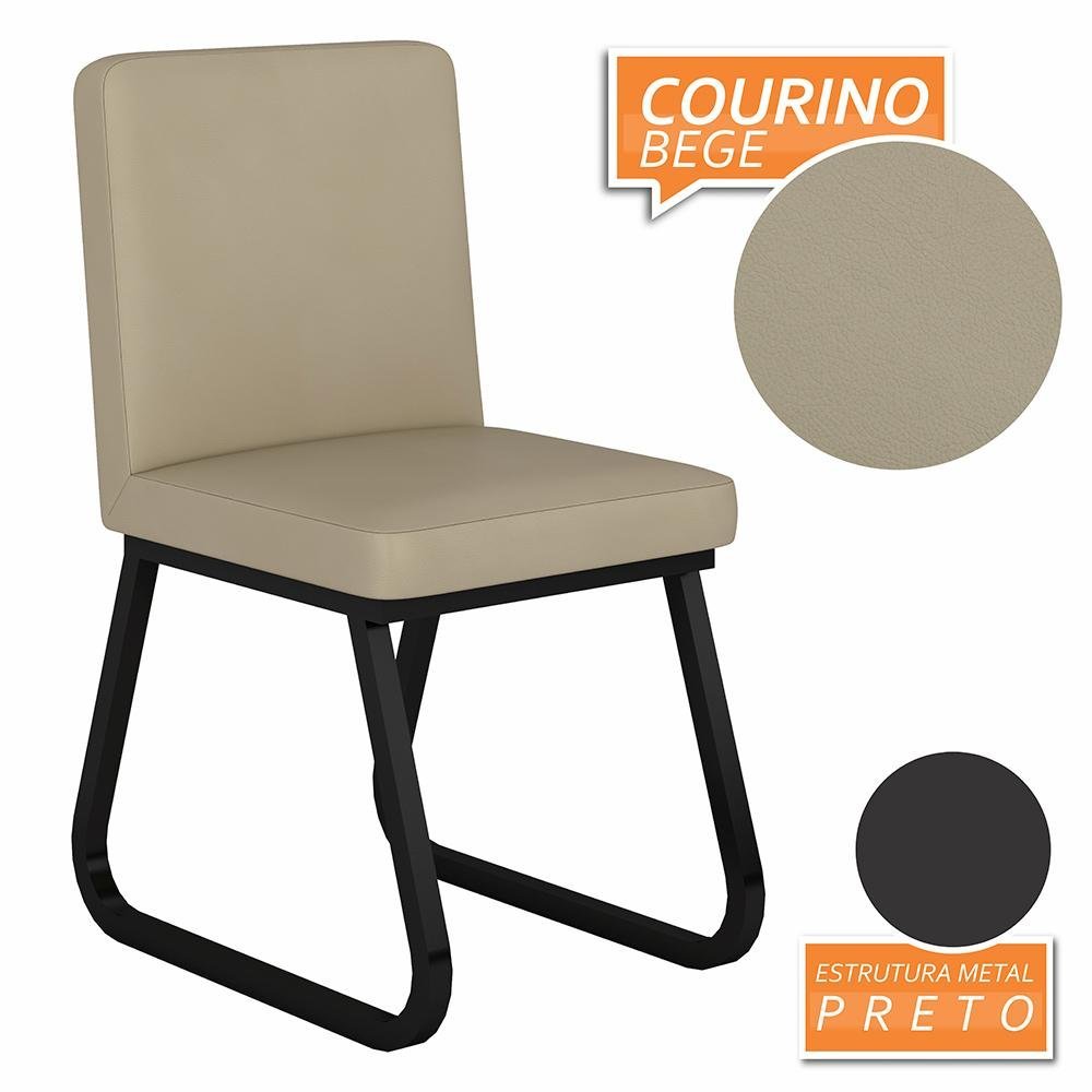 Kit 2 Cadeiras Industrial Toronto Preto/corino Bege - M. Arapongas Preto Fosco/corino Bege - 3