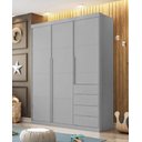 Ver imagem 2 de Guarda Roupa Infantil 4 Gavetas 3 Portas Roupeiro com Nichos Pérola Cinza - Phoenix Baby