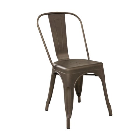 Cadeira em Aço com Encosto Tolix Espresso Móveis Marrom/Bronze