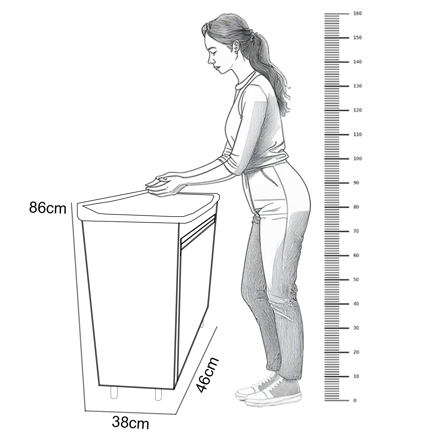 Gabinete 46cm de Lavanderia com Puxador Perfil e Tanque 22l - 6