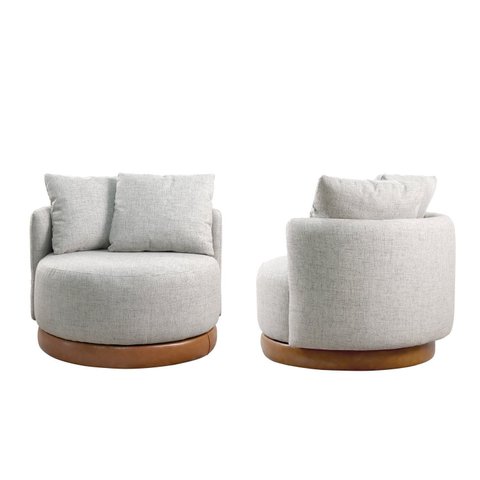 Conjunto 2 Poltronas Base Giratória e Estofada com Almofadas Decorativas Vilani Yescasa