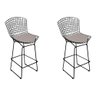 Kit 2 Banquetas Bertoia Preta D70 com Assento Bege - 1