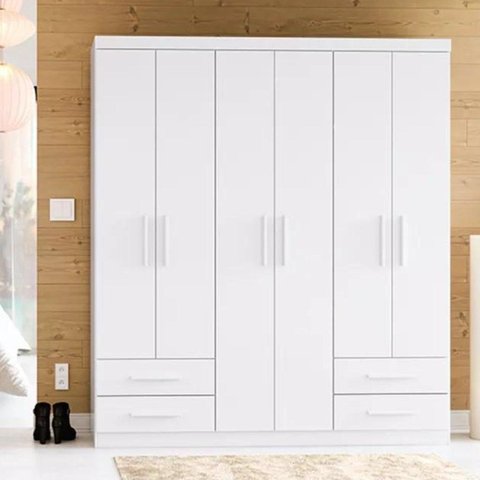 Guarda-Roupa Casal 6 Portas 4 Gavetas Advantage Branco