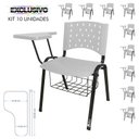 Ver imagem 2 de Cadeira Universitária Plástica Branca com Porta Livros 10 Unidades Prancheta Plástica - Ultra Móveis