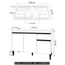 Ver imagem 4 de Balcão de Cozinha com Pia Inox 120cm Tatiane Amêndoa/branco - Ajl Móveis