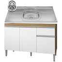 Ver imagem 1 de Balcão de Cozinha com Pia Inox 120cm Tatiane Amêndoa/branco - Ajl Móveis