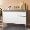 Ver imagem 2 de Balcão de Cozinha com Pia Inox 120cm Tatiane Amêndoa/branco - Ajl Móveis