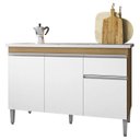 Ver imagem 6 de Balcão de Cozinha com Pia Inox 120cm Tatiane Amêndoa/branco - Ajl Móveis