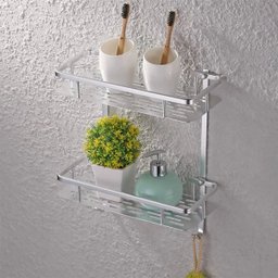 Suporte Organizador Shampoo Condicionador Sabonete Prateleira Dupla Box Banheiro Chuveiro Aluminio R - 5