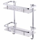 Ver imagem 1 de Suporte Organizador Shampoo Condicionador Sabonete Prateleira Dupla Box Banheiro Chuveiro Aluminio R