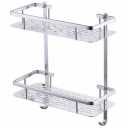 Suporte Organizador Shampoo Condicionador Sabonete Prateleira Dupla Box Banheiro Chuveiro Aluminio R - 1