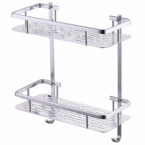 Suporte Organizador Shampoo Condicionador Sabonete Prateleira Dupla Box Banheiro Chuveiro Aluminio R