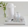 Kit Higiene Porcelana Prata Bebê Branco Bandeja Espelho Pote - Divino Prata - 1