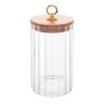 Pote Porta Mantimentos de Vidro Canelado C/tampa de Bambu e Puxador de Metal Classic 850ml Wolff - 1